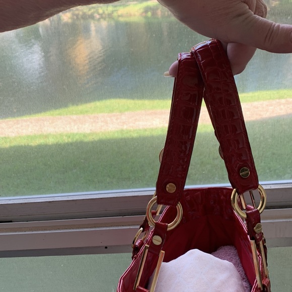 Tory Burch Red Jordana Croc Embossed Tote Bag - Picture 6 of 11